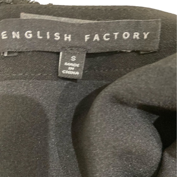 English factory high waisted black pleated front short fringe trim size small - Picture 7 of 7